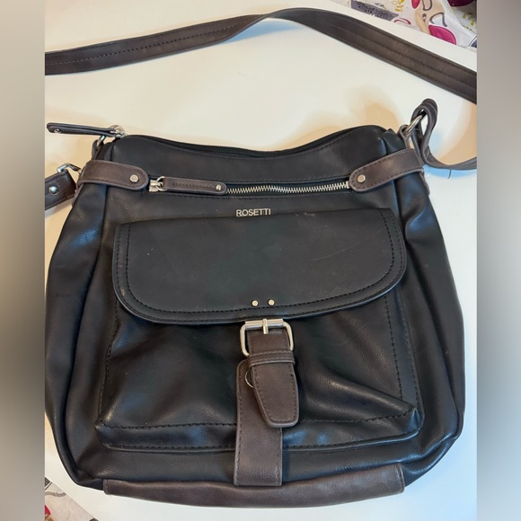 Rosetti Faux Leather Black/Brown Crossbody EUC No Defects - Picture 2 of 9